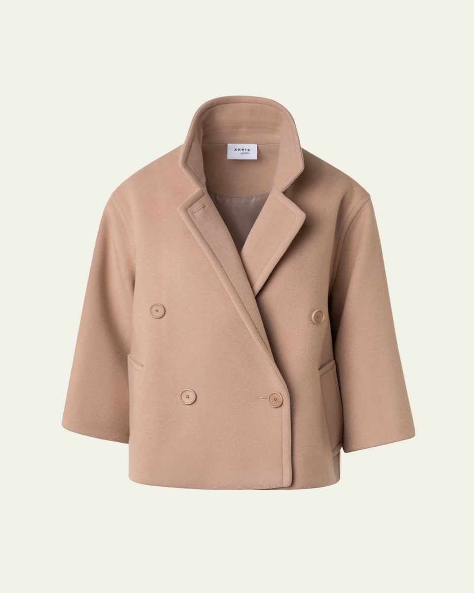 Wool Tricotine Double-Breasted Car Coat