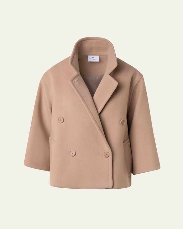 Wool Tricotine Double-Breasted Car Coat