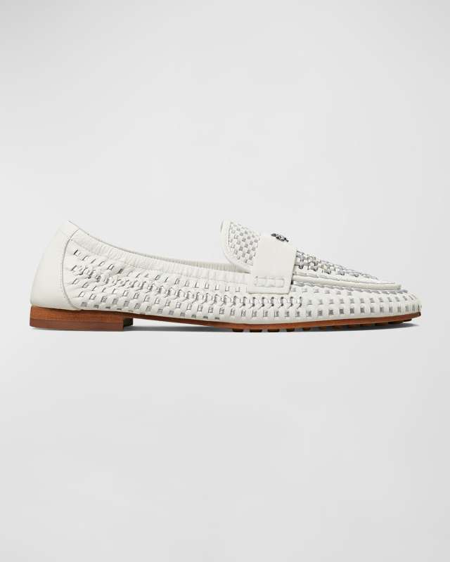 Woven Bicolor Medallion Loafers