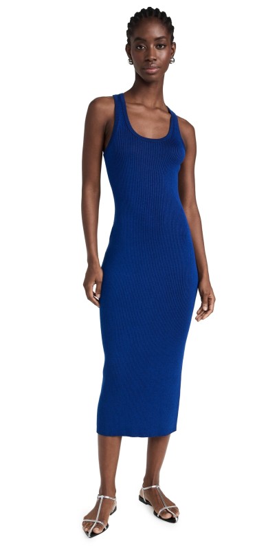 Proenza Schouler White Label Reese Dress In Plaited Rib Knits Sapphire/Black