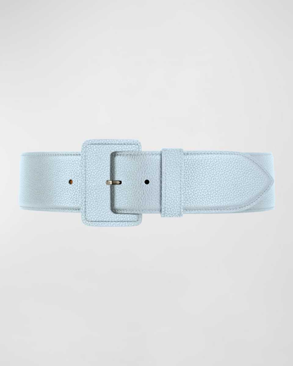 La Merveilleuse Large Pebbled Leather Belt with Covered Buckle