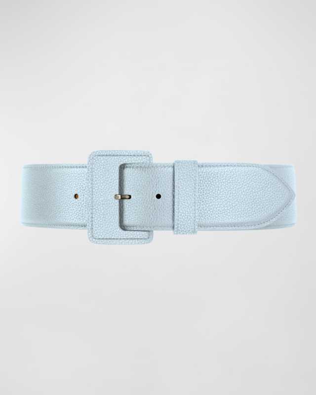 La Merveilleuse Large Pebbled Leather Belt with Covered Buckle