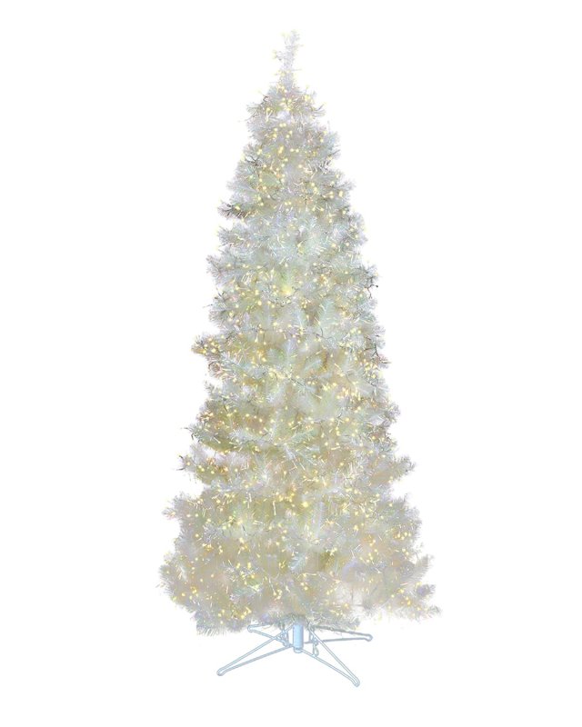 9' White Iridescent Tree with LED Lights