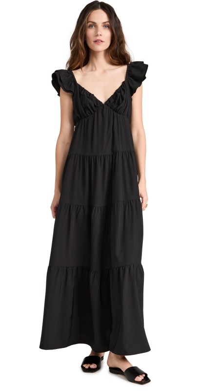 English Factory Ruffle Sleeve Maxi Dress Blue