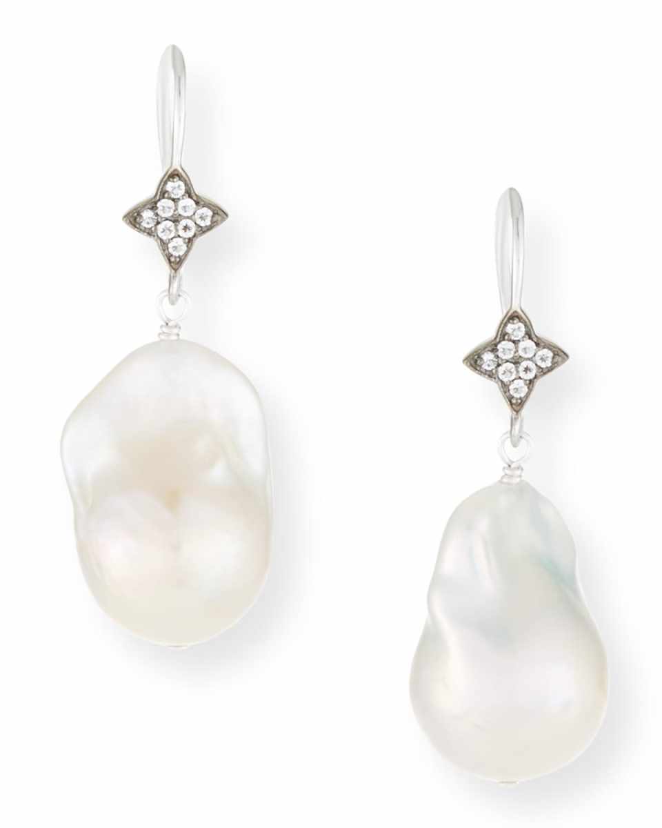 Baroque Pearl & Sapphire Drop Earrings