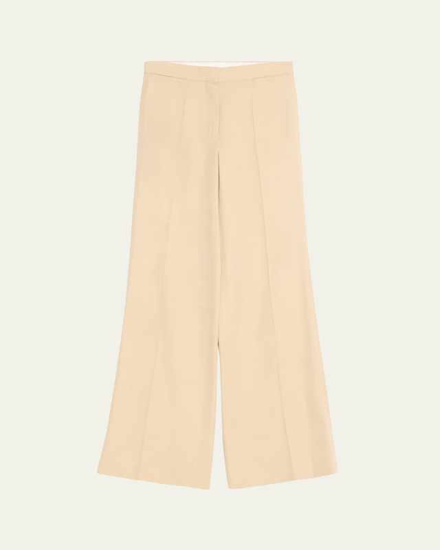 Pleated Straight-Leg Flare Trousers
