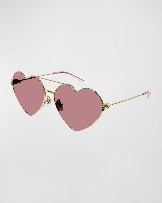 GG Heart-Shaped Metal Aviator Sunglasses
