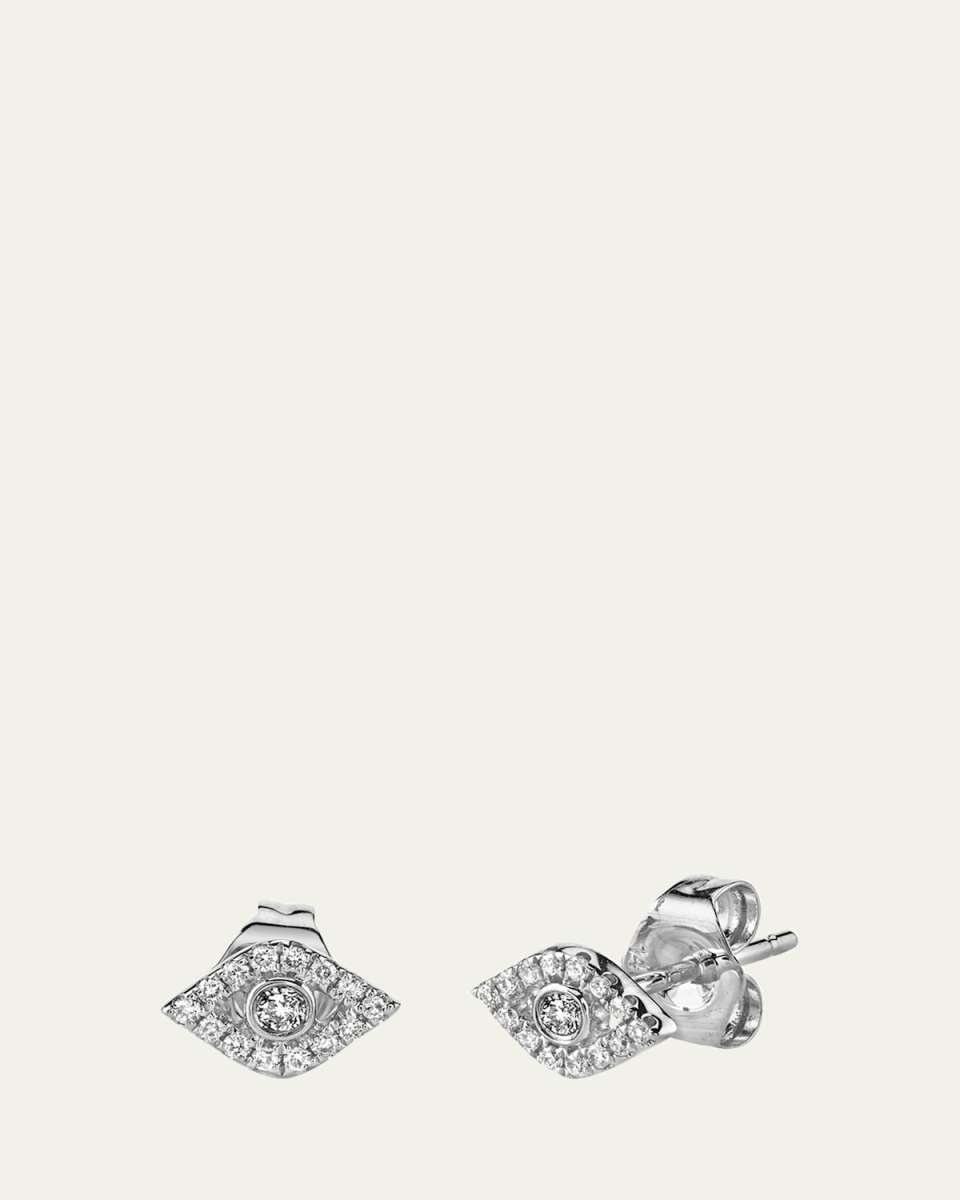 Single Mini Bezel Evil Eye Stud with Diamonds