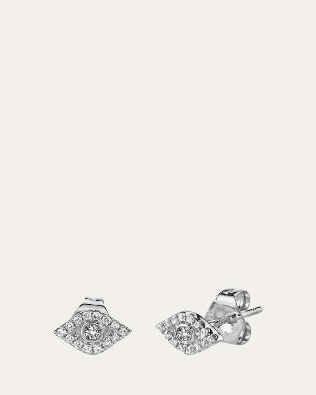 Single Mini Bezel Evil Eye Stud with Diamonds