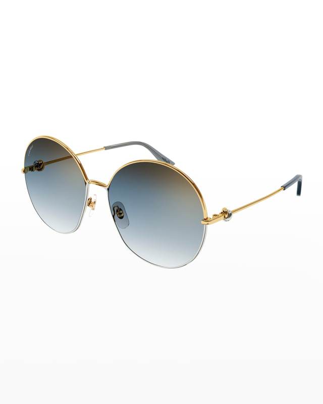 Two-Tone Knotted Round Metal Sunglasses