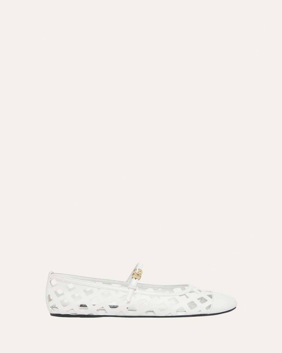 Cutout Leather Ballerina Flats