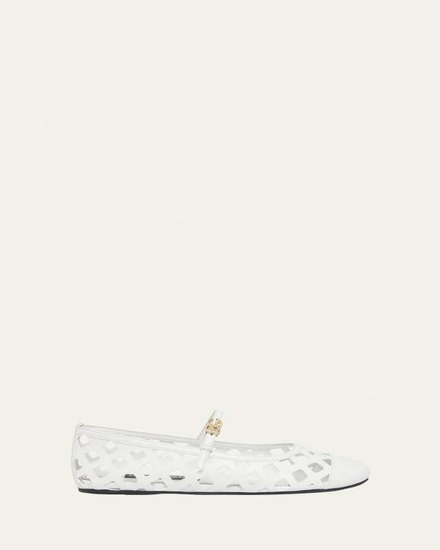 Cutout Leather Ballerina Flats