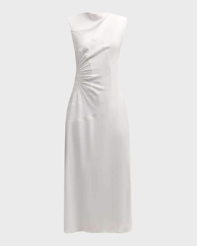 Kaia Gathered Sleeveless Midi Dress