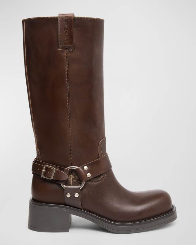 Leather Harness Biker Boots