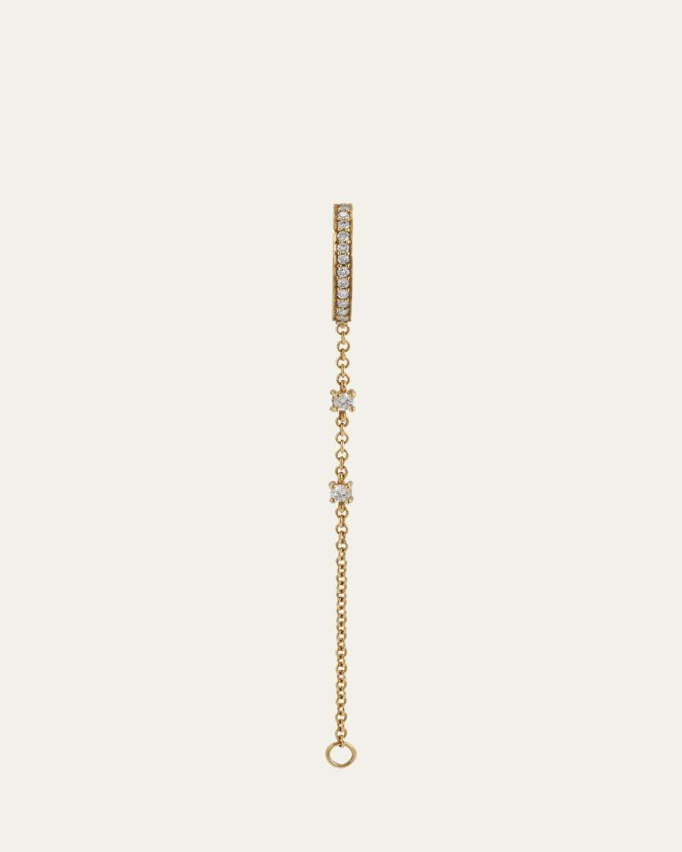 18k Yellow Gold Diamond Ear Cuff with Chain, Single