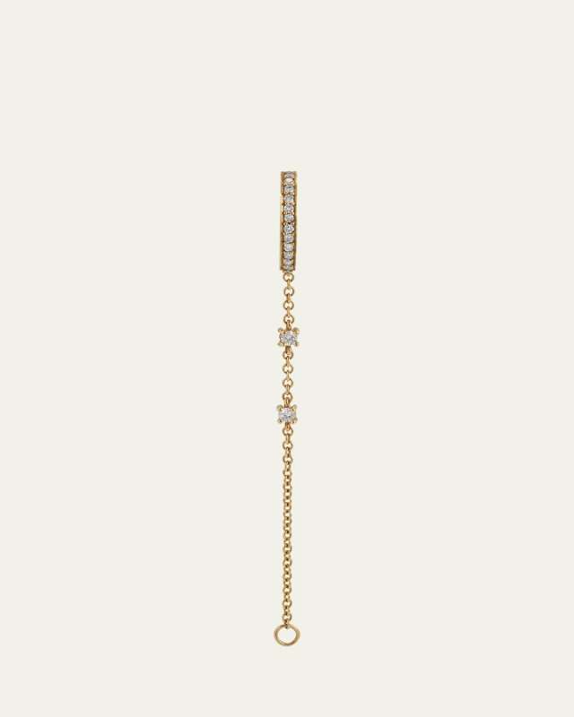 18k Yellow Gold Diamond Ear Cuff with Chain, Single