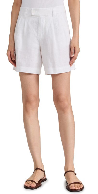 Alex Mill Jules Pleated Shorts In Linen Off White