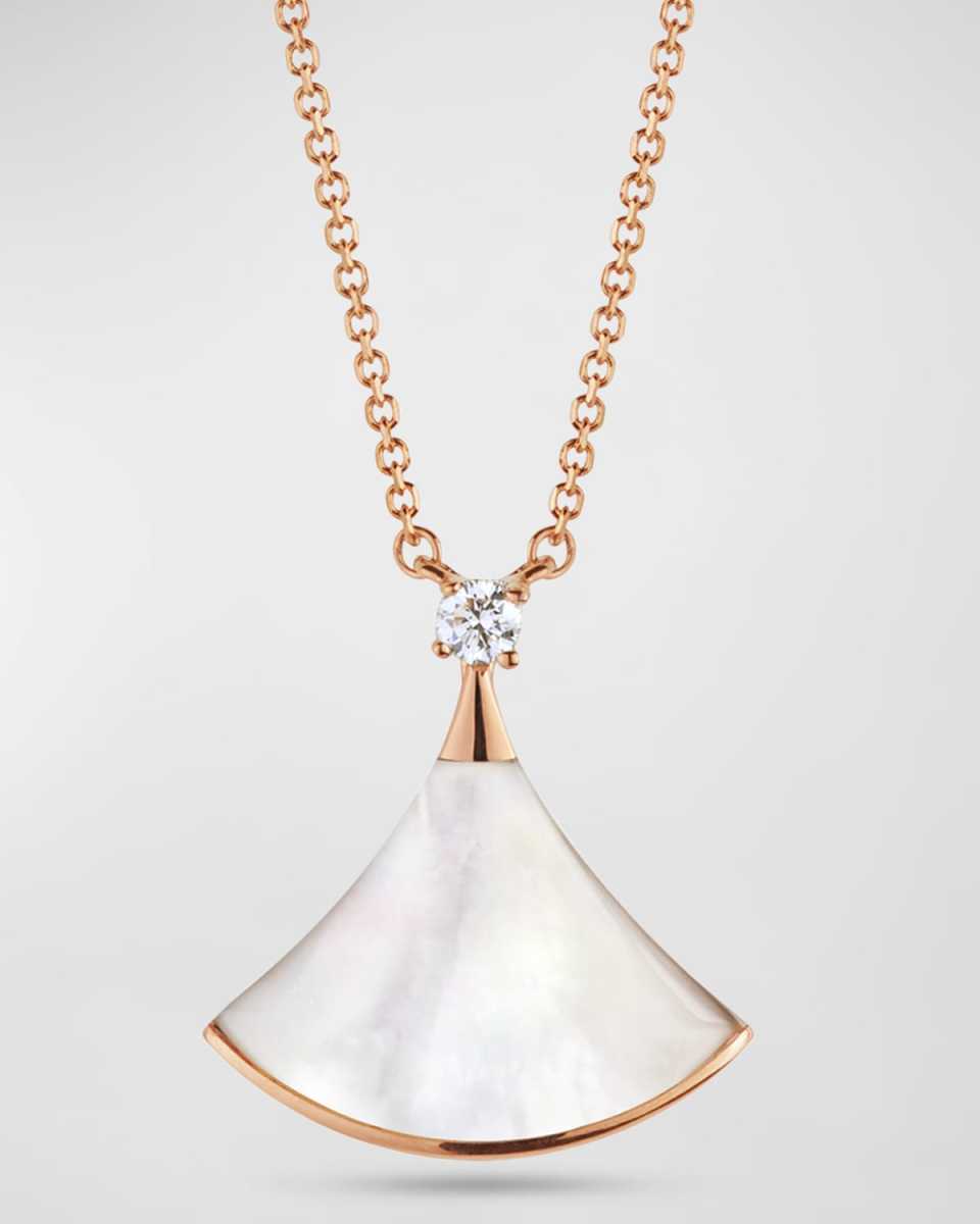Divas' Dream Rose Gold Pendant Necklace with Mother-of-Pearl
