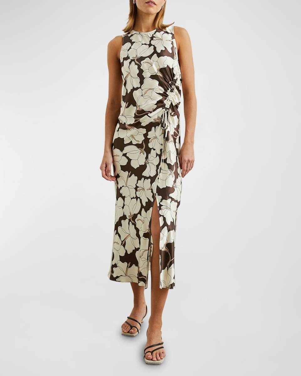 Gabriella Floral Satin Midi Dress