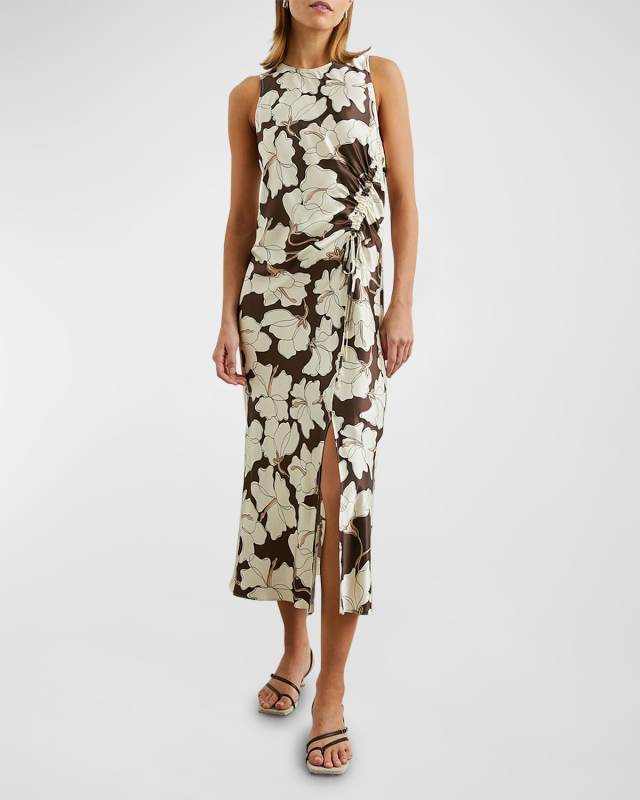 Gabriella Floral Satin Midi Dress