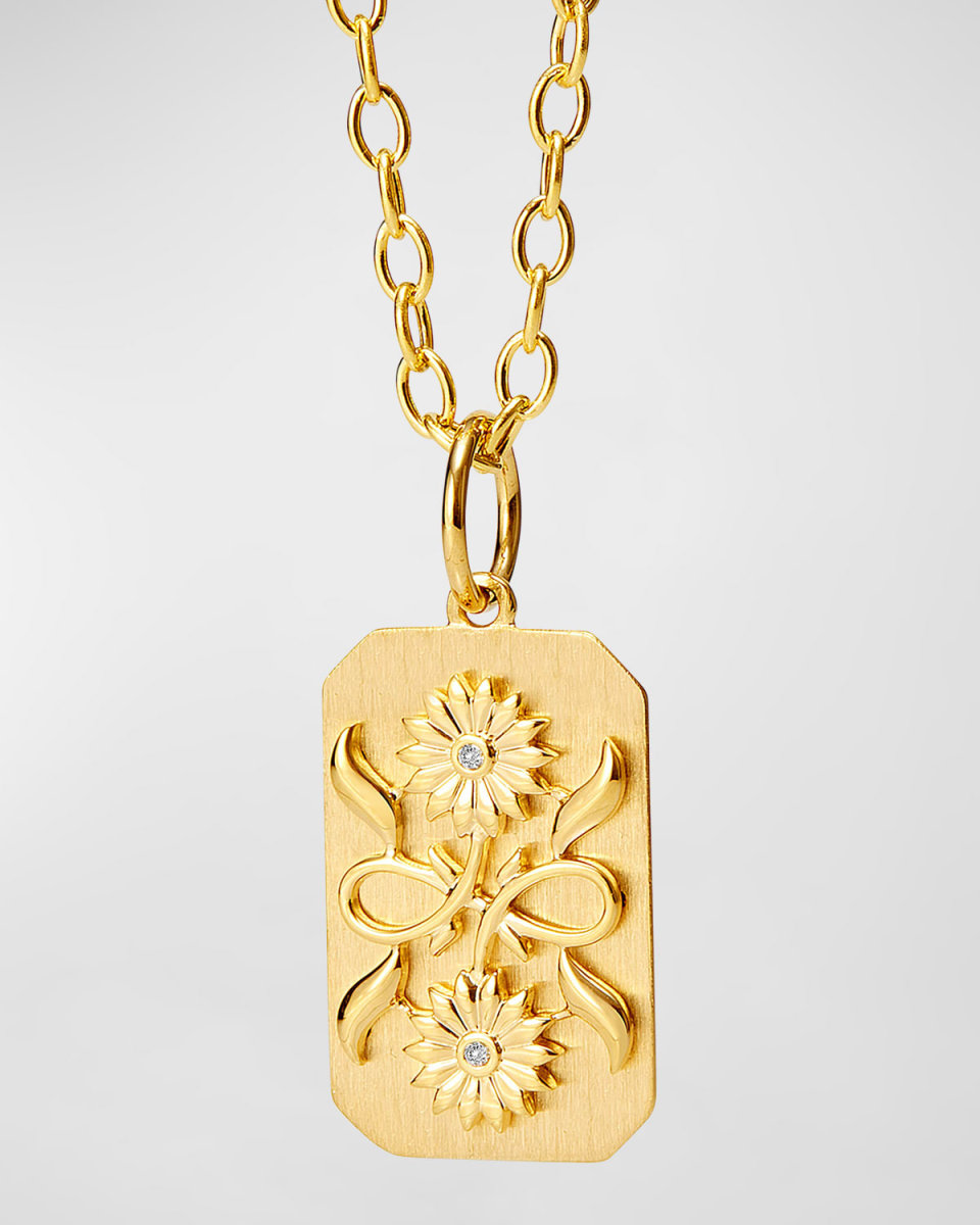 18K Yellow Gold Jardin Sunflowers Pendant Necklace with Diamonds