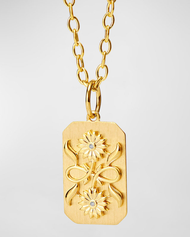 18K Yellow Gold Jardin Sunflowers Pendant Necklace with Diamonds