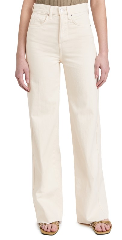 Veronica Beard Jean Taylor High Rise Wide Leg Jeans Ecru