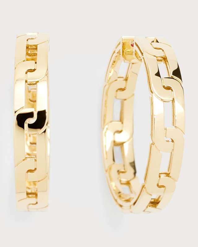 18K Yellow Gold Navarra Hoop Earrings, 25mm
