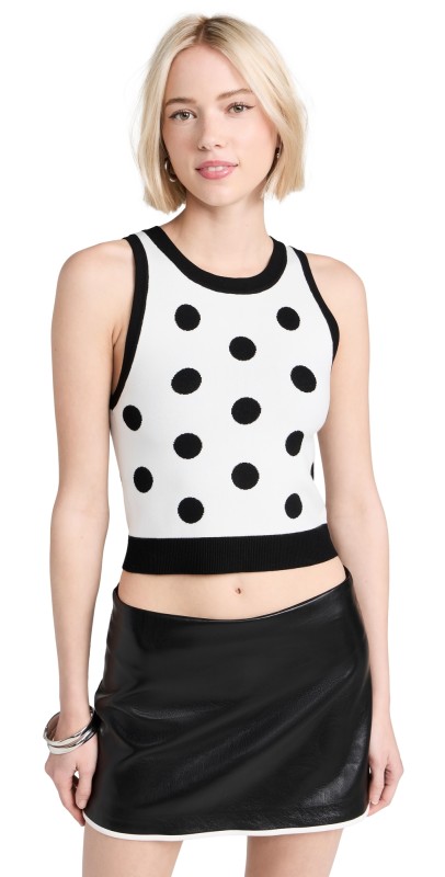alice + olivia Rydel Cropped Tank Black/Soft White