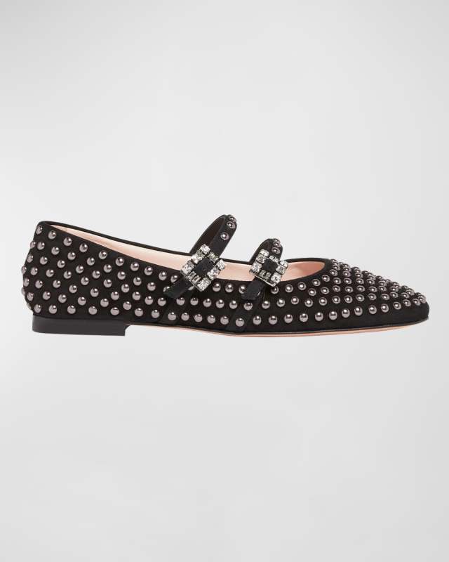 Studded Dual Buckle Ballerina Flats