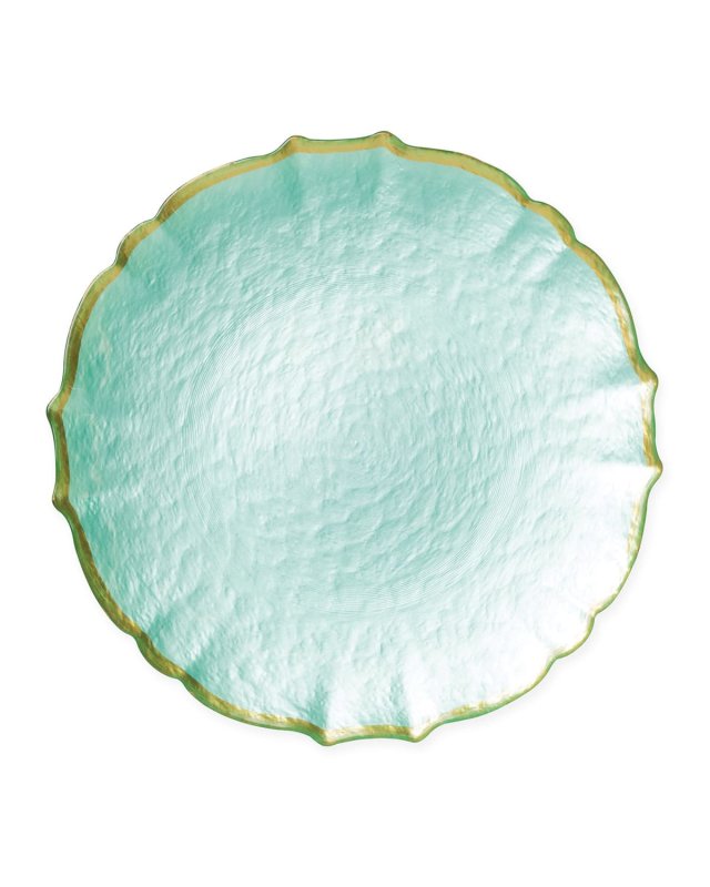 Baroque Glass Aqua Service Plate/Charger