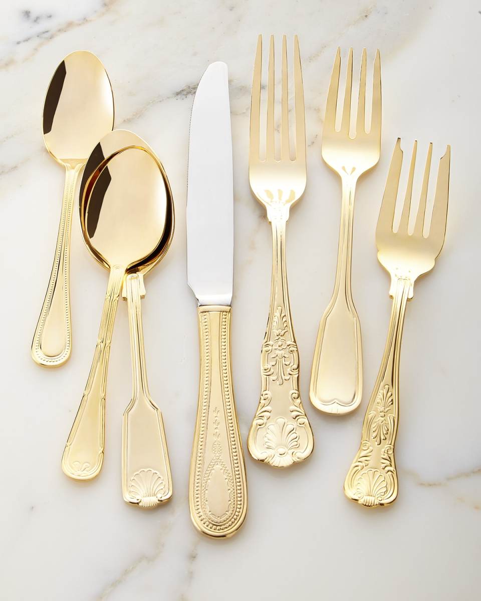 90-Piece Gold-Plated Hotel Flatware Service