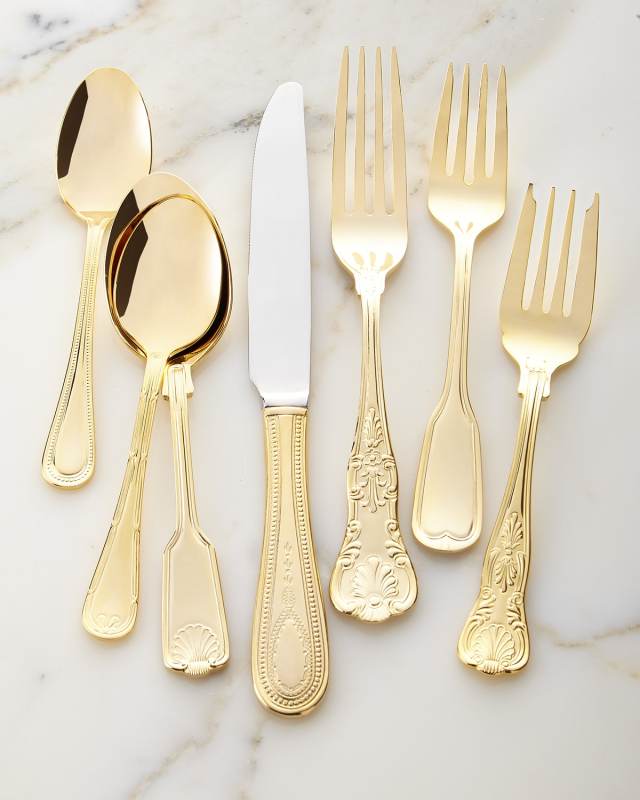 90-Piece Gold-Plated Hotel Flatware Service