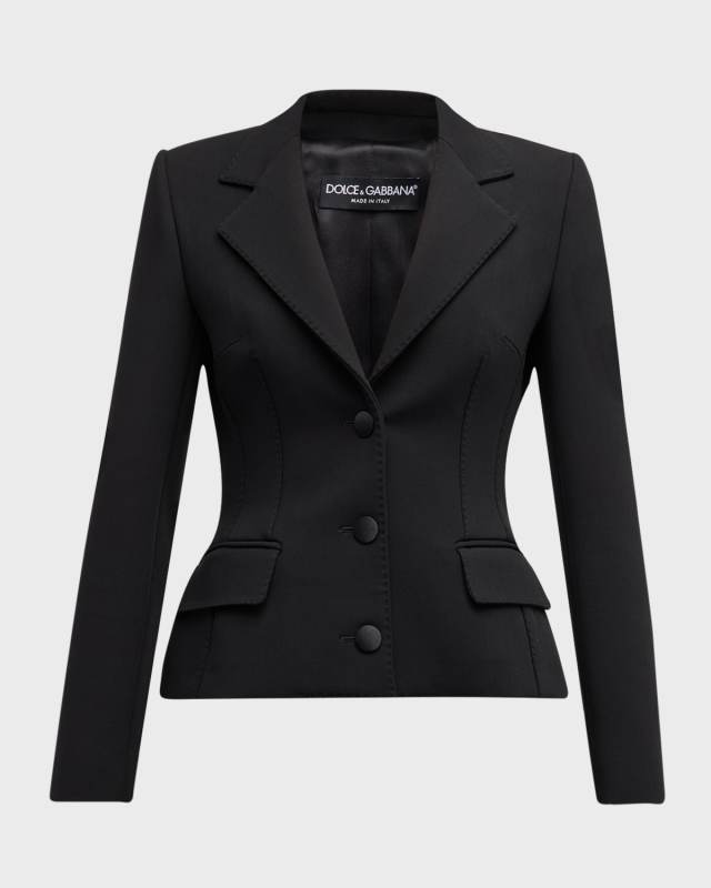 Topstitch Structured Single-Breasted Jacket