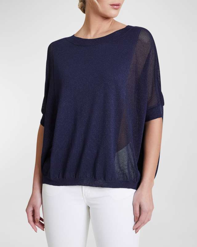 Levi Dolman-Sleeve Mesh Knit Sweat