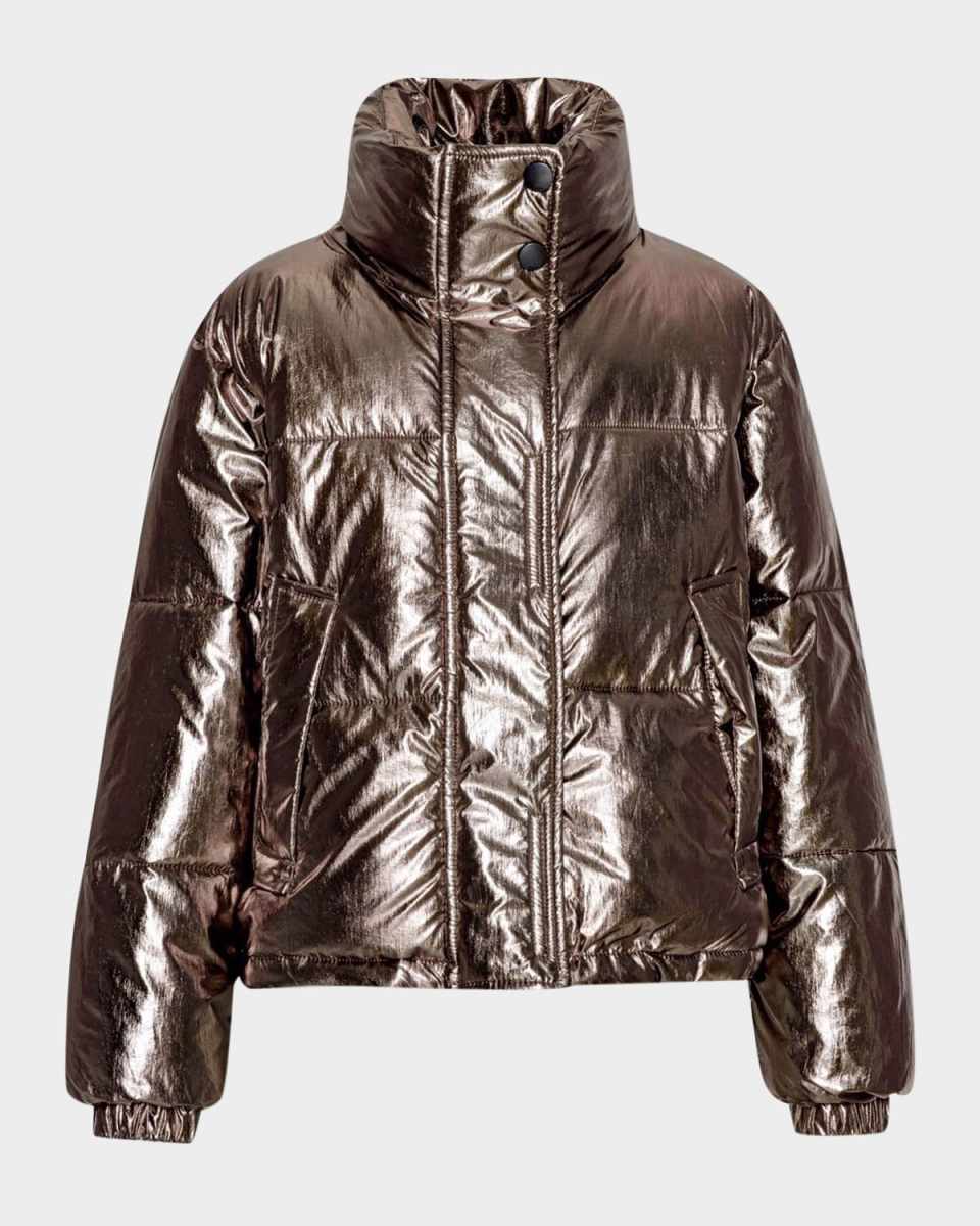 Girl's Hansine Metallic Puffer Coat, Size 5-