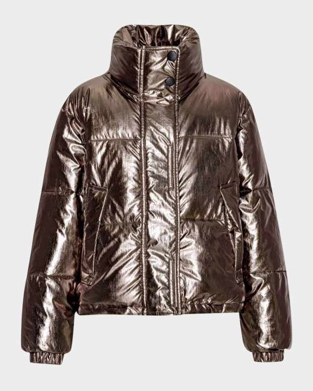 Girl's Hansine Metallic Puffer Coat, Size 5-