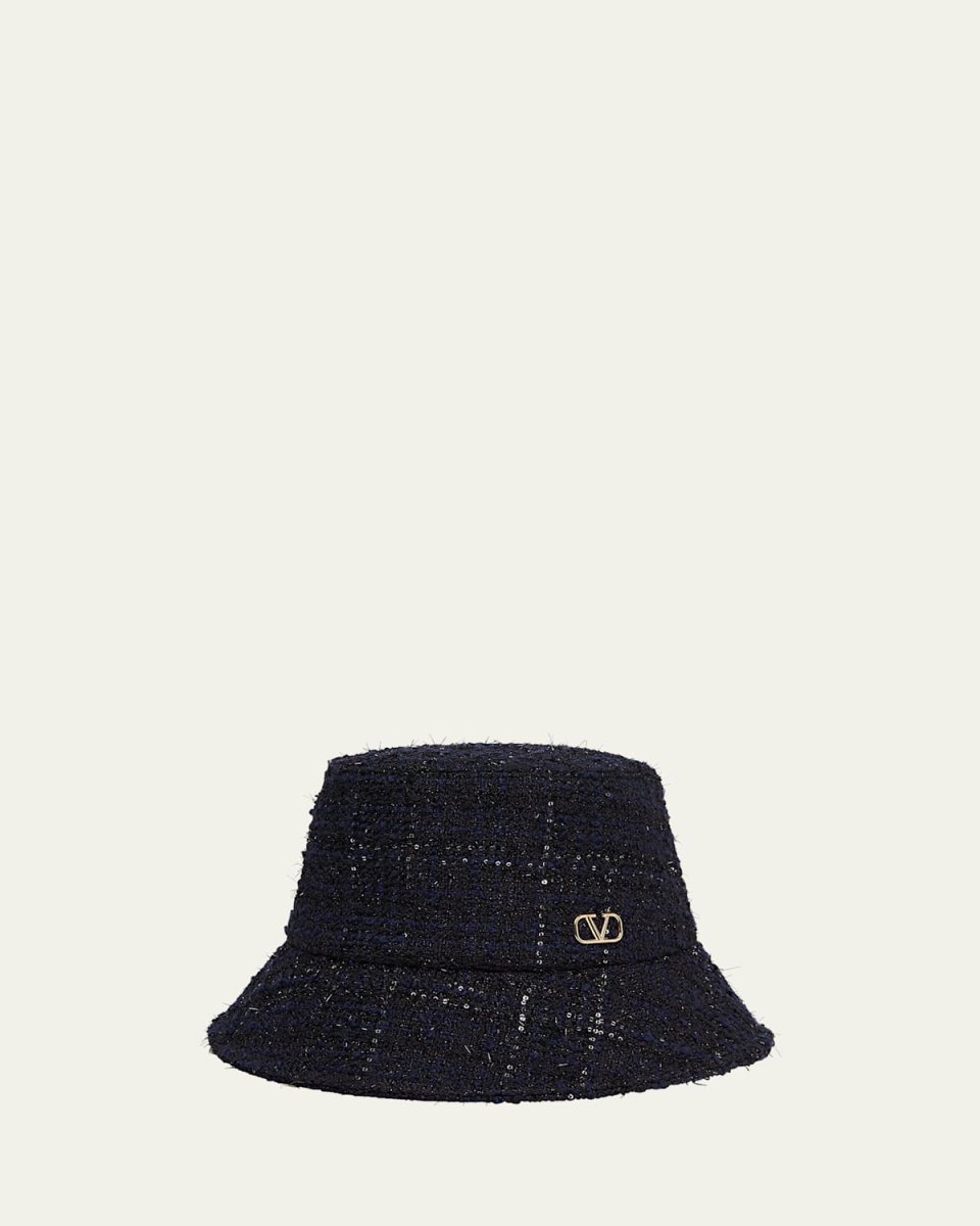 V-Logo Tweed Bucket Hat
