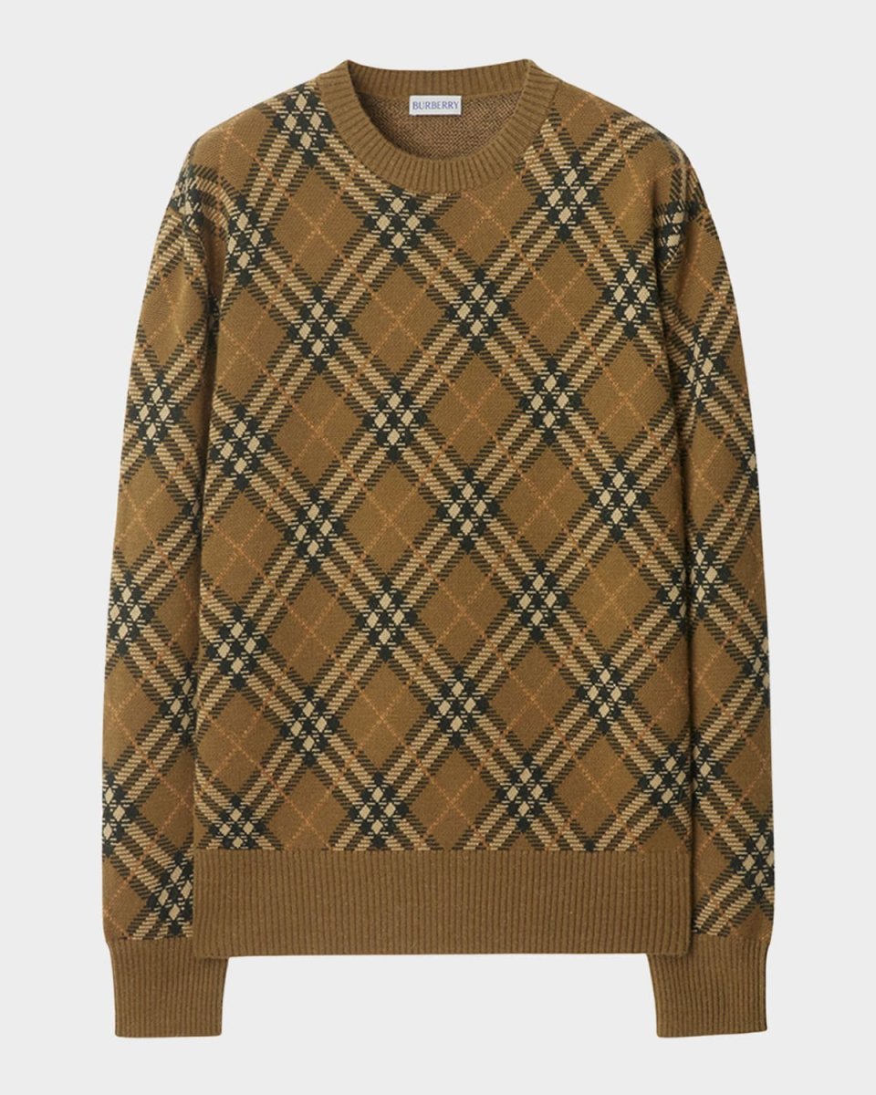 Wool Check Crewneck Sweater