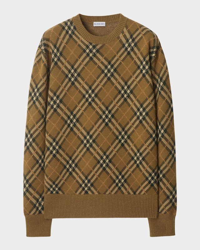 Wool Check Crewneck Sweater