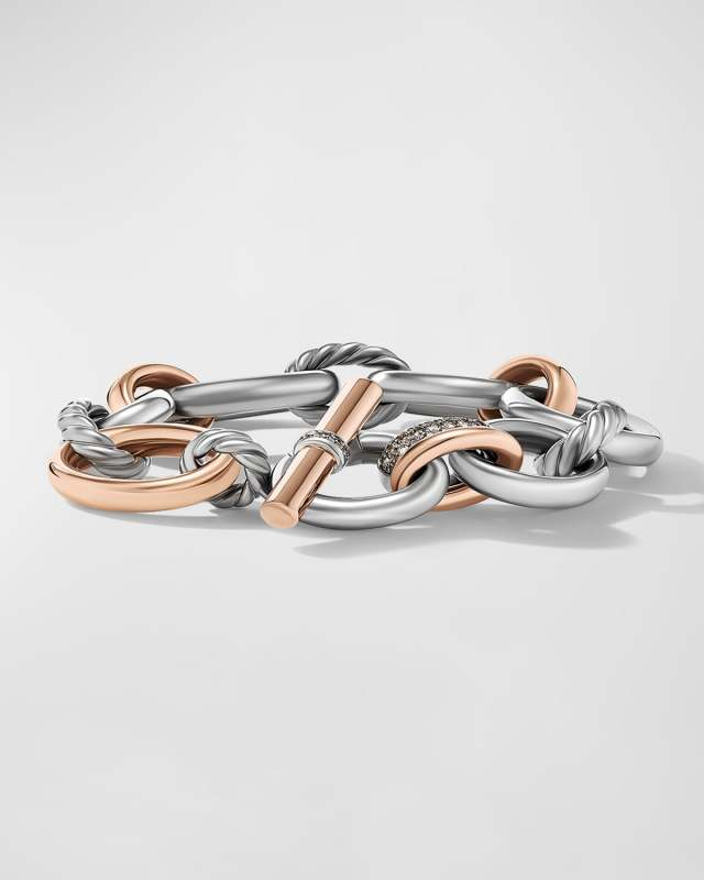DY Mercer Bracelet with Diamonds and 18K Rose Gold in Silver, 25