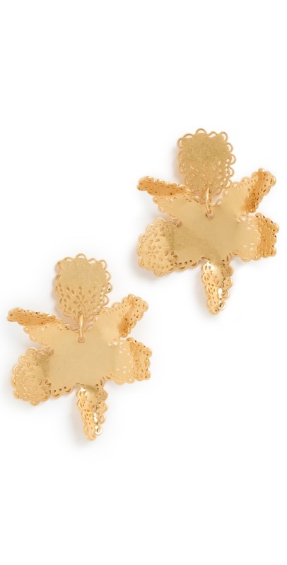 Lele Sadoughi Lace Metal Paper Lily Earrings Gold