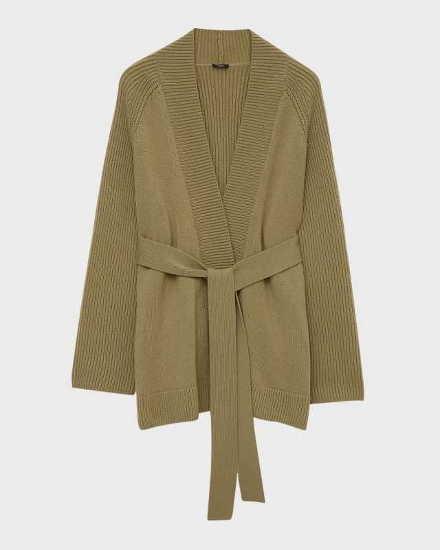 Belted Raglan-Sleeve Cardigan