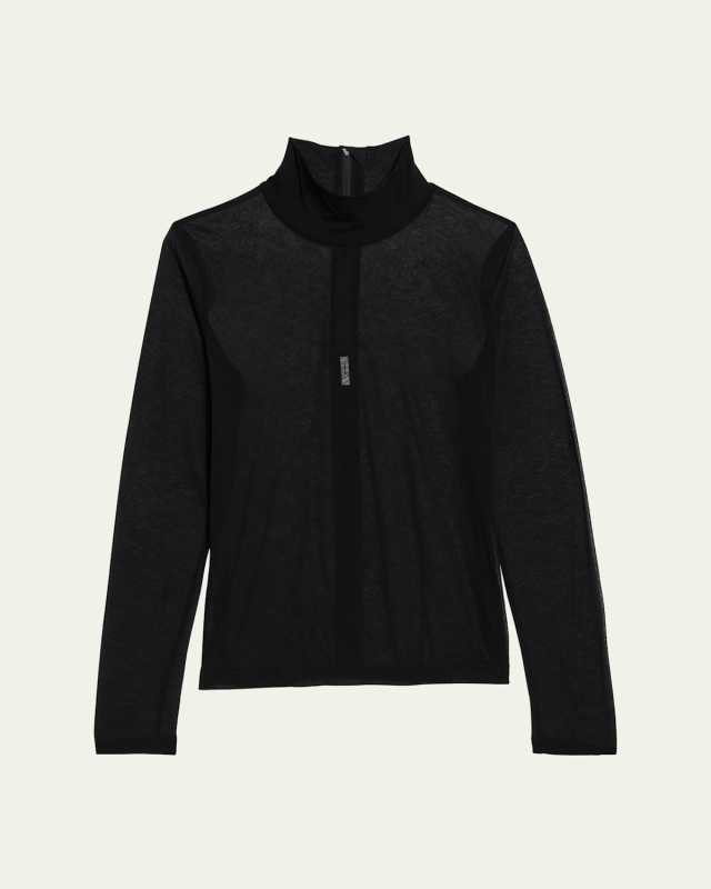 Sheer Two-Way Turtleneck Top