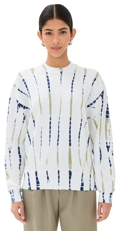 Proenza Schouler White Label Blake Sweatshirt In Stripe Sweatshirting White/Navy/Olive