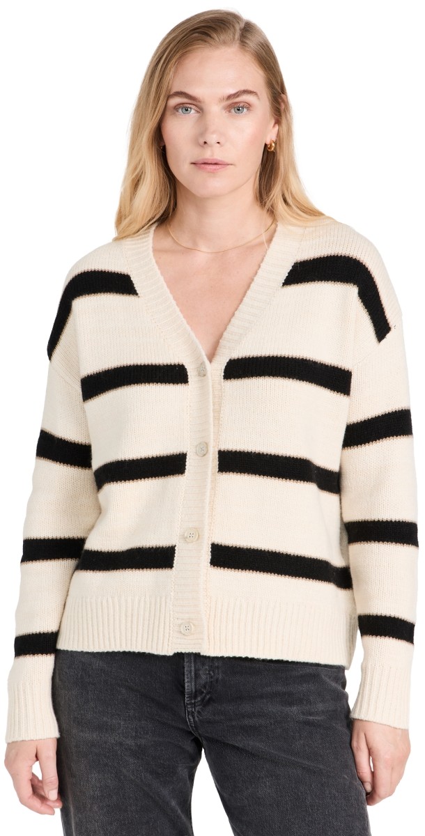 Splendid Kendall Stripe Cardigan Oat Black Stripe