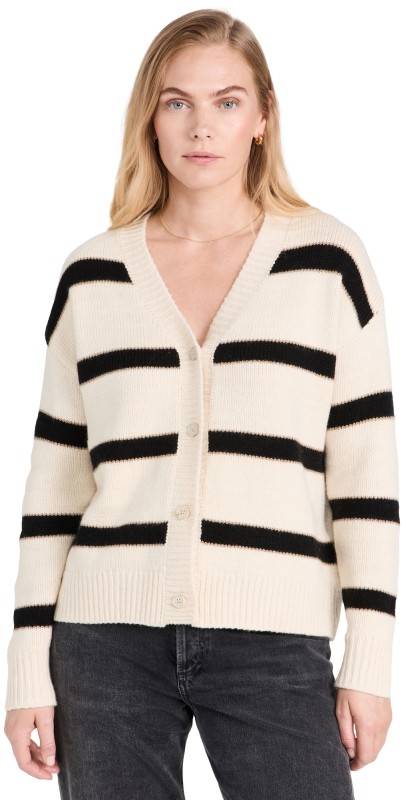 Splendid Kendall Stripe Cardigan Oat Black Stripe