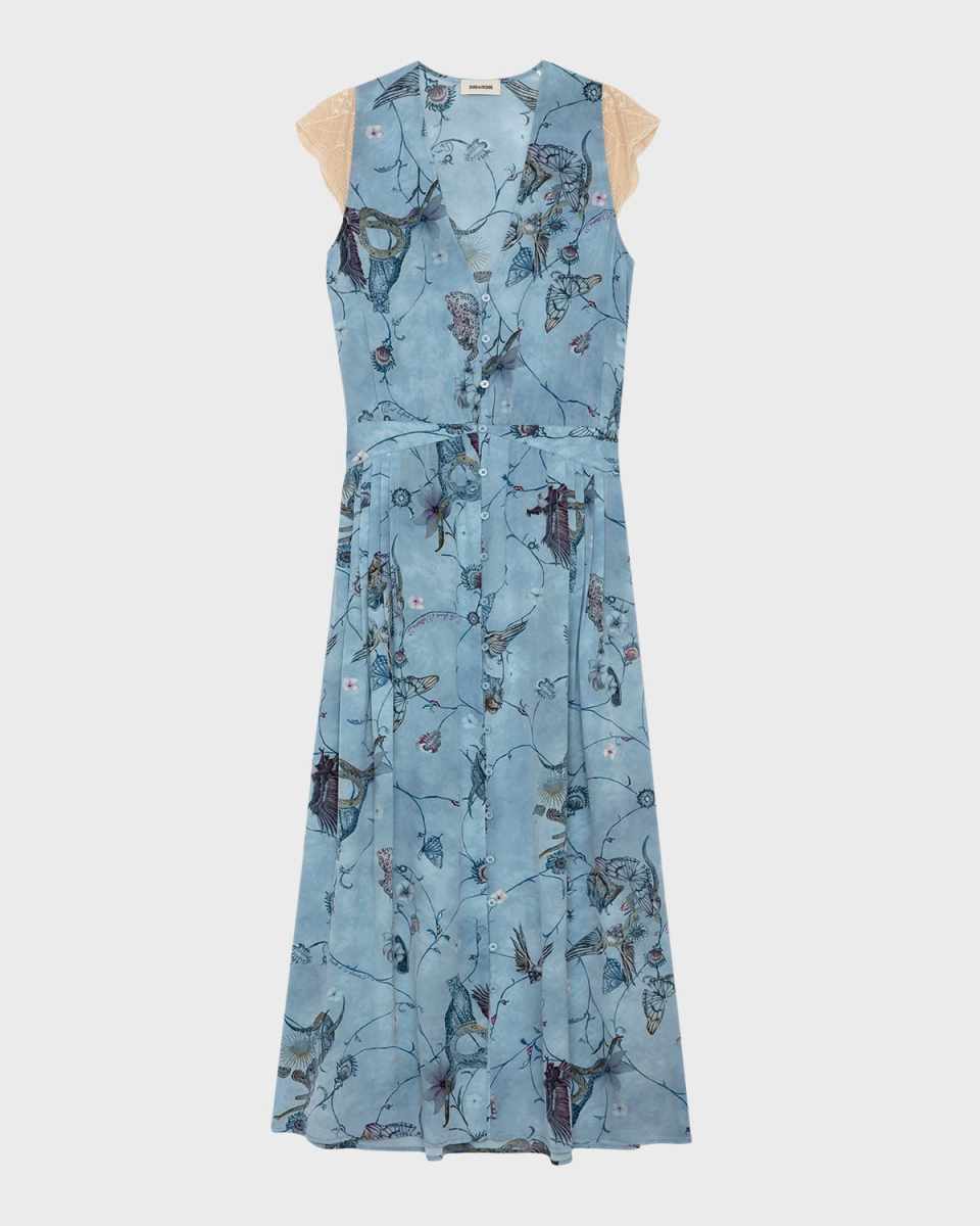 Rolanys Holly Crepe de Chine Button-Front Maxi Dress