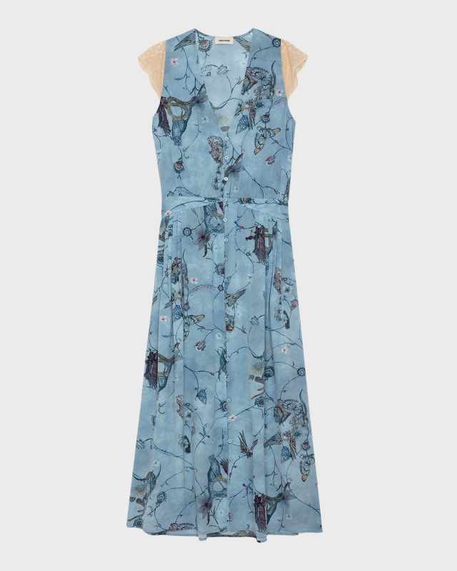 Rolanys Holly Crepe de Chine Button-Front Maxi Dress