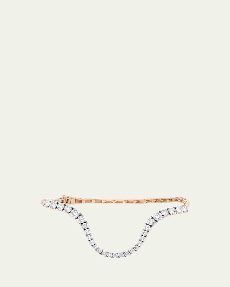 18K Rose Gold Half Pave Diamond Radiant Bracelet